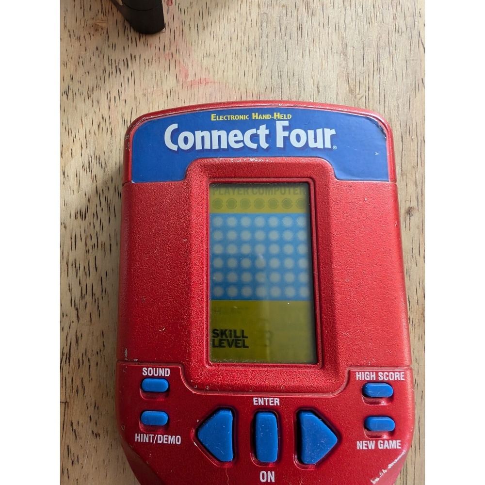 Connect Four Hasbro 2002 Red Handheld Electronic Game TESTED Works